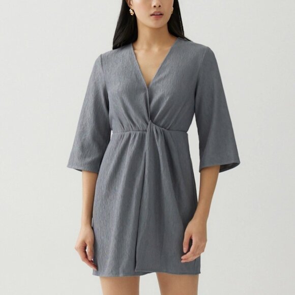 Love Bonito Blue Gray Slate 3/4 Sleeve Dress - Picture 1 of 9
